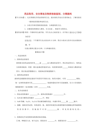 山东省昌乐二中高三化学一轮复习《药品取用、安全事故及物质检验鉴别、分离提纯》学案-人教版高三全册化学学案