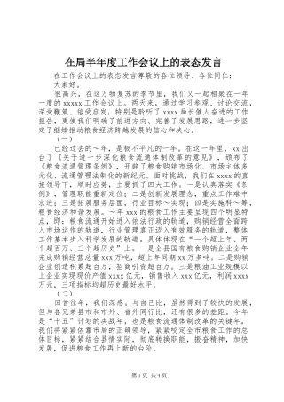 在局半年度工作会议上的表态发言稿