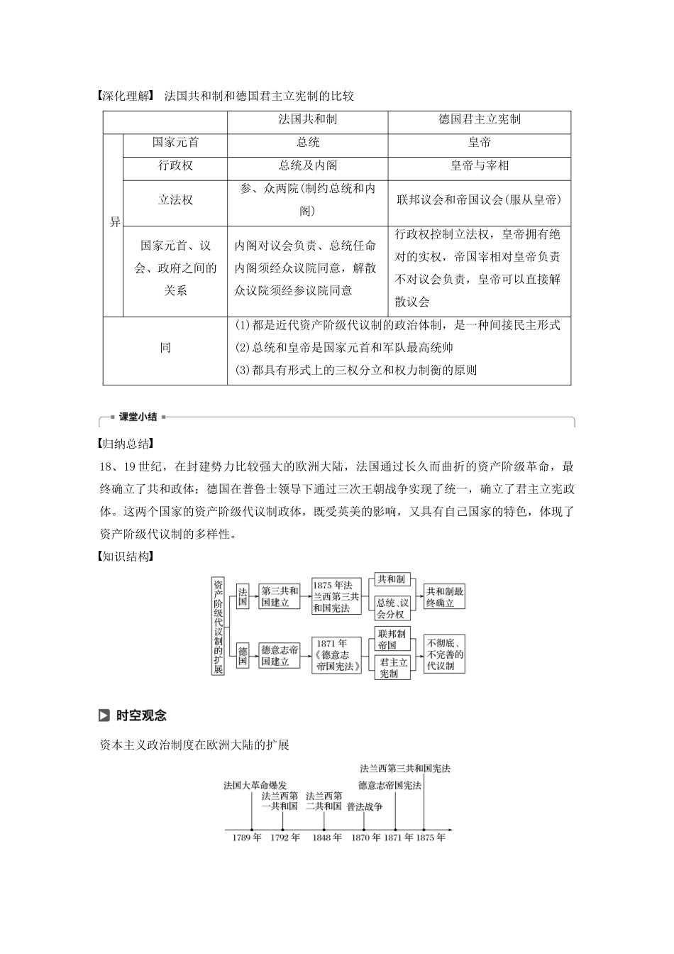 高中历史 第三单元 近代西方资本主义政治制度 第9课 资本主义政治制度在欧洲大陆的扩展学案（含解析）新人教版必修1-新人教版高一必修1历史学案_第3页
