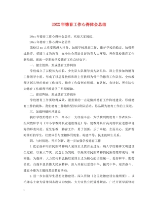 20XX年德育工作心得体会总结 