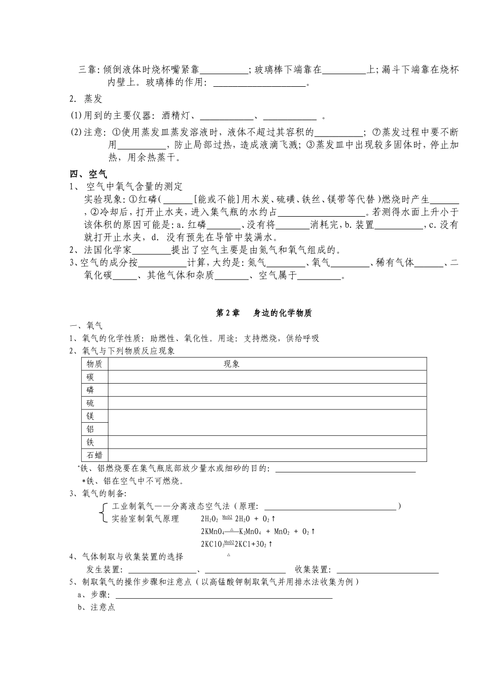 沪教版九年级化学第1、2章知识点_第3页