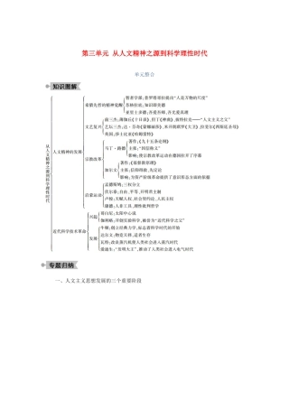 高中历史 第三单元 从人文精神之源到科学理性时代单元整合学案（含解析）岳麓版必修3-岳麓版高二必修3历史学案