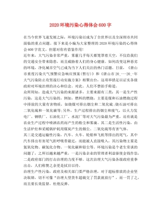 2024环境污染心得体会600字 