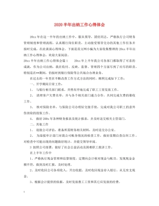 2024半年出纳工作心得体会 