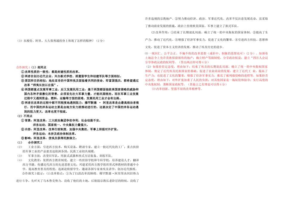 高中历史 专题六 穆罕默德阿里改革学案 人民版选修1-人民版高二选修1历史学案_第3页