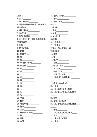 2012年人教版七年级上英语单词默写记忆版(1)