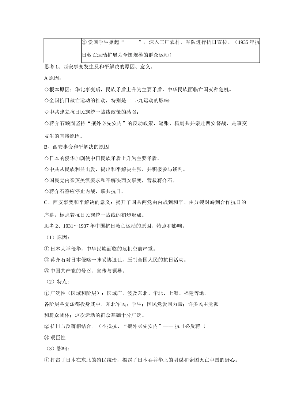 高中历史 专题二 近代中国维护国家主权的斗争第3节《伟大的抗日战争》参考学案2 人民版必修1_第3页