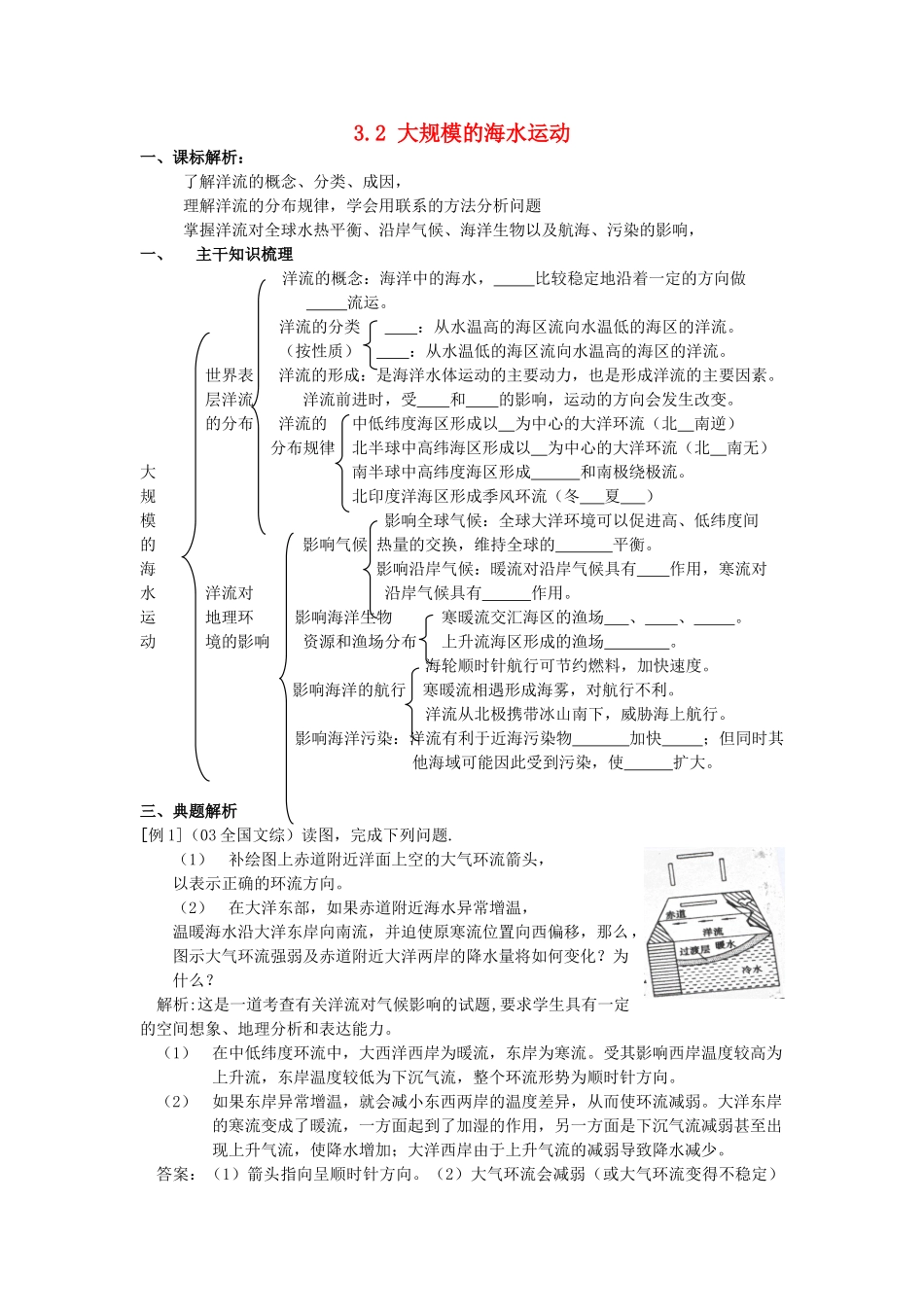 山西省运城市康杰中学高中地理 3.2 大规模的海水运动学案 新人教版必修1_第1页
