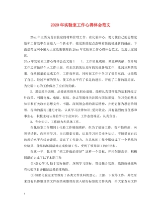 2024年实验室工作心得体会范文 