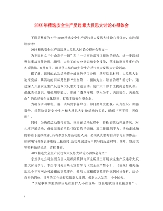 20XX年精选安全生产反违章大反思大讨论心得体会 