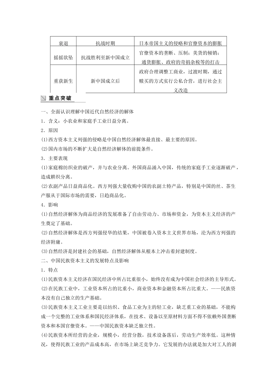 高中历史 专题二 近代中国资本主义的曲折发展学案4 人民版必修2-人民版高一必修2历史学案_第2页