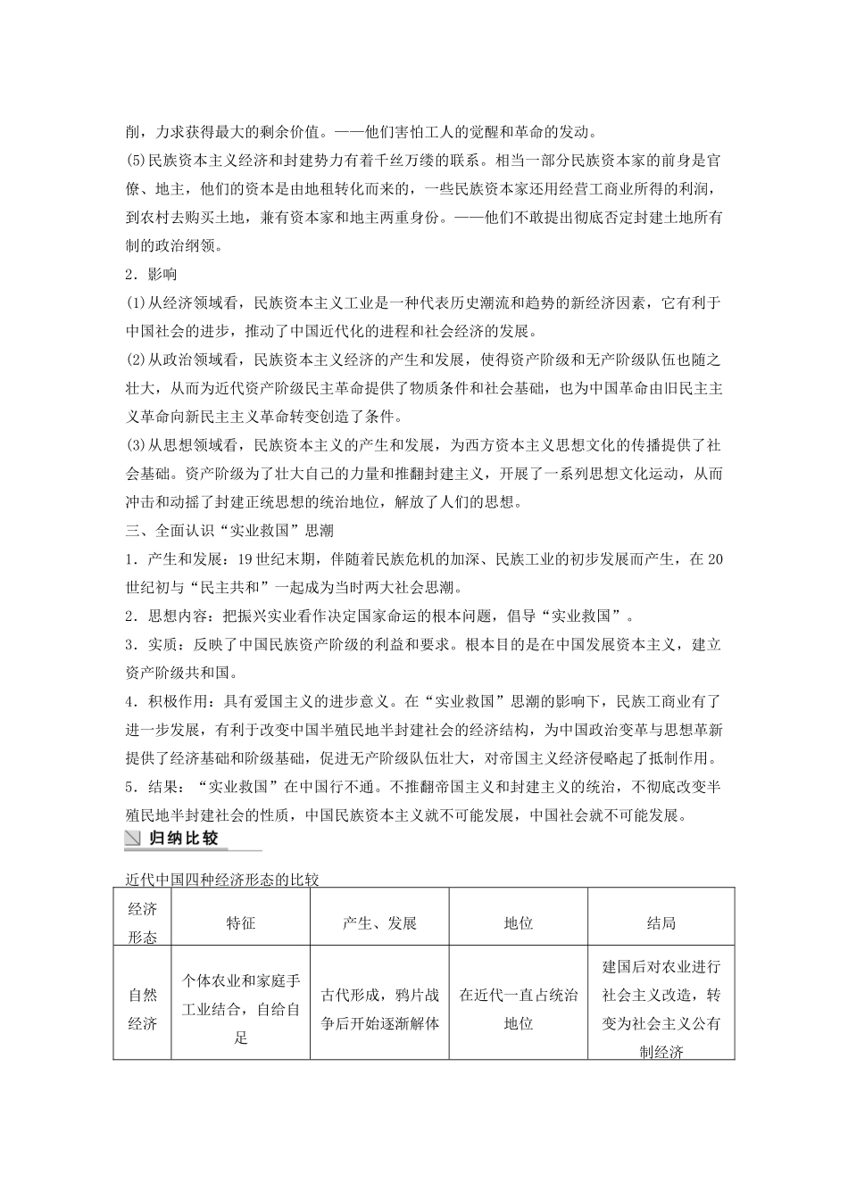 高中历史 专题二 近代中国资本主义的曲折发展学案4 人民版必修2-人民版高一必修2历史学案_第3页