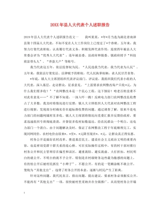 20XX年县人大代表个人述职报告 