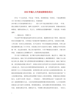 20XX年镇人大代表述职报告范文 