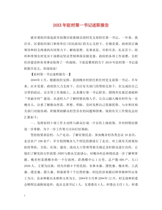 20XX年驻村第一书记述职报告 