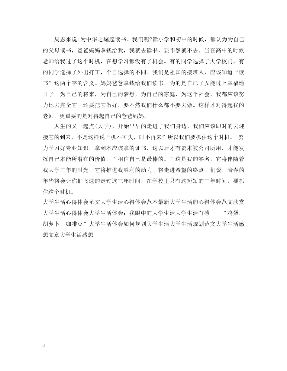 20XX年大学生活心得体会 _第3页