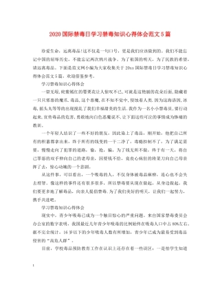 2024国际禁毒日学习禁毒知识心得体会范文5篇 