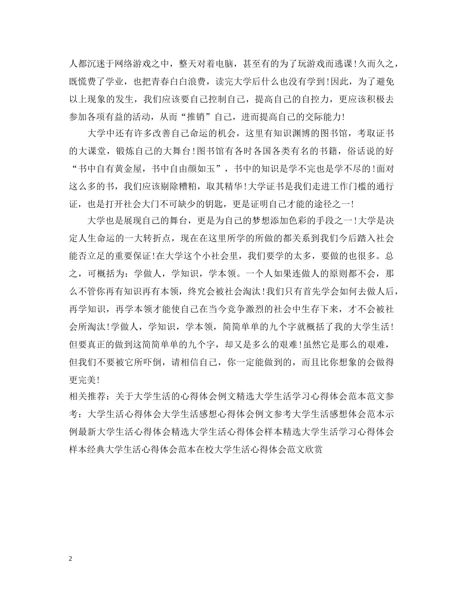 20XX年大学生活的心得体会 _第2页