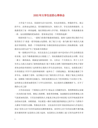 20XX年大学生活的心得体会 