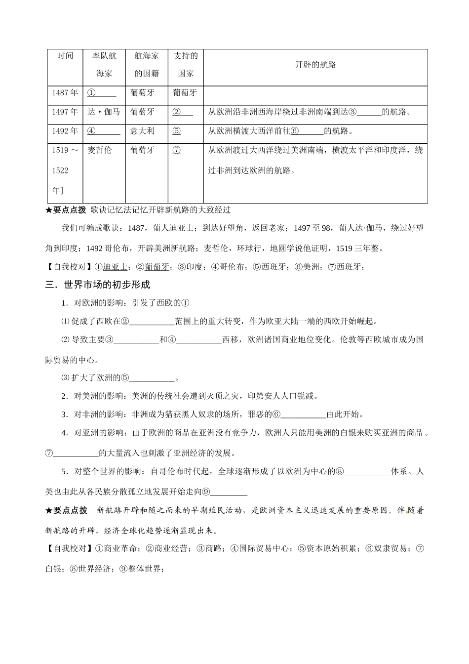 高中历史《新航路的开辟》精品学案 岳麓版必修2_第3页