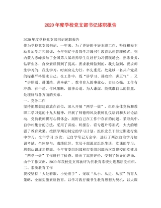 2024年度学校党支部书记述职报告 