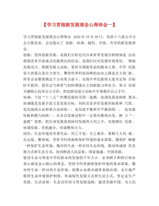 【学习贯彻新发展理念心得体会一】 