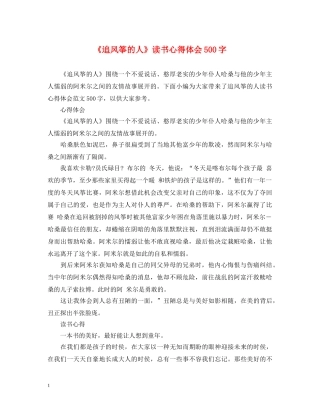 《追风筝的人》读书心得体会500字 