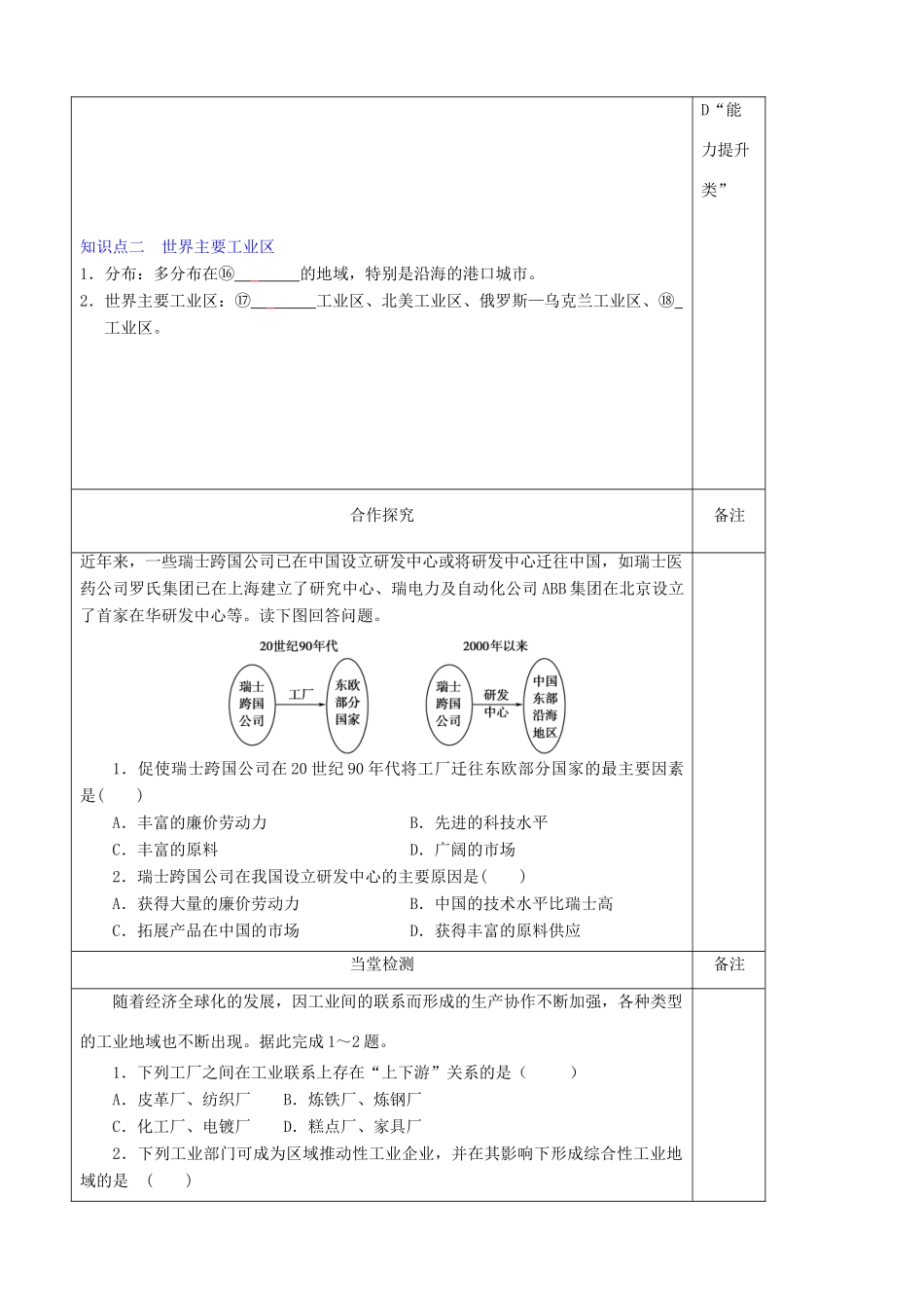 陕西省澄城县寺前中学高中地理《工业区位第二课时》学案 新人教版必修2_第2页