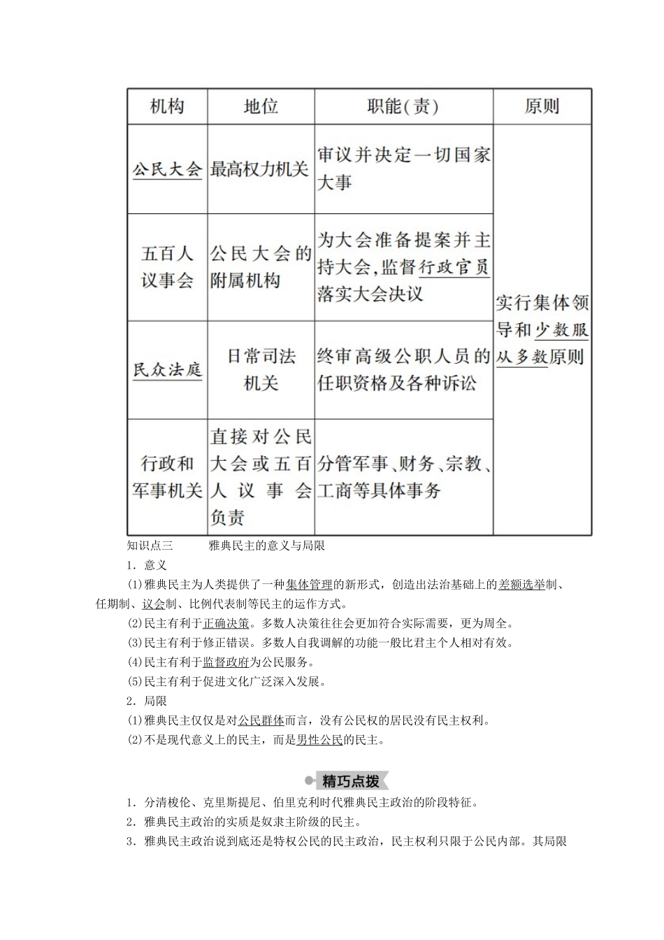 高中历史 第二单元 古希腊和古罗马的政治制度 第6课 雅典城邦的民主政治学案（含解析）岳麓版必修1-岳麓版高一必修1历史学案_第2页