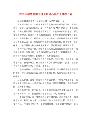 2024年解放思想大讨论研讨心得个人感悟3篇 