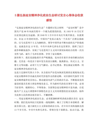 5篇弘扬延安精神净化政治生态研讨发言心得体会收获感悟 