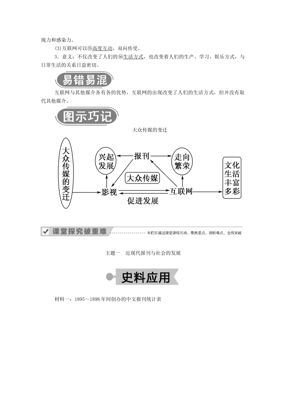 高中历史 第五单元 中国近现代社会生活的变迁 第16课 大众传媒的变迁学案（含解析）新人教版必修2-新人教版高一必修2历史学案_第3页