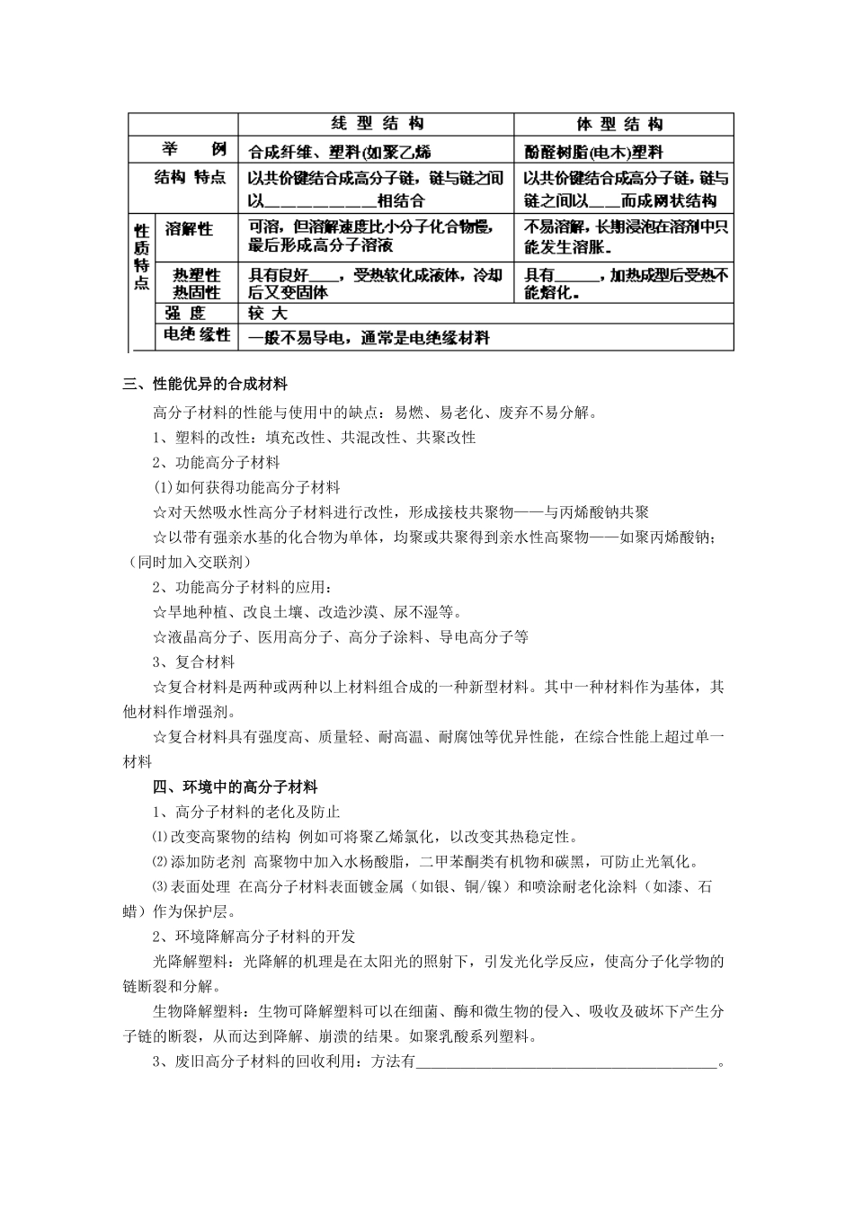 化学：3.3《高分子化合物材料》学案（新人教版选修2）_第2页