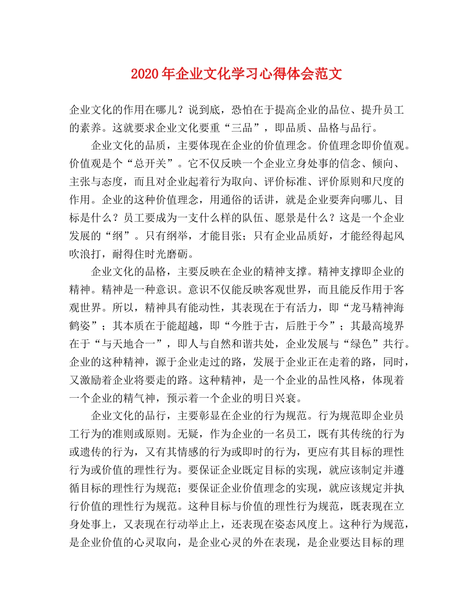 2024年企业文化学习心得体会范文 _第1页