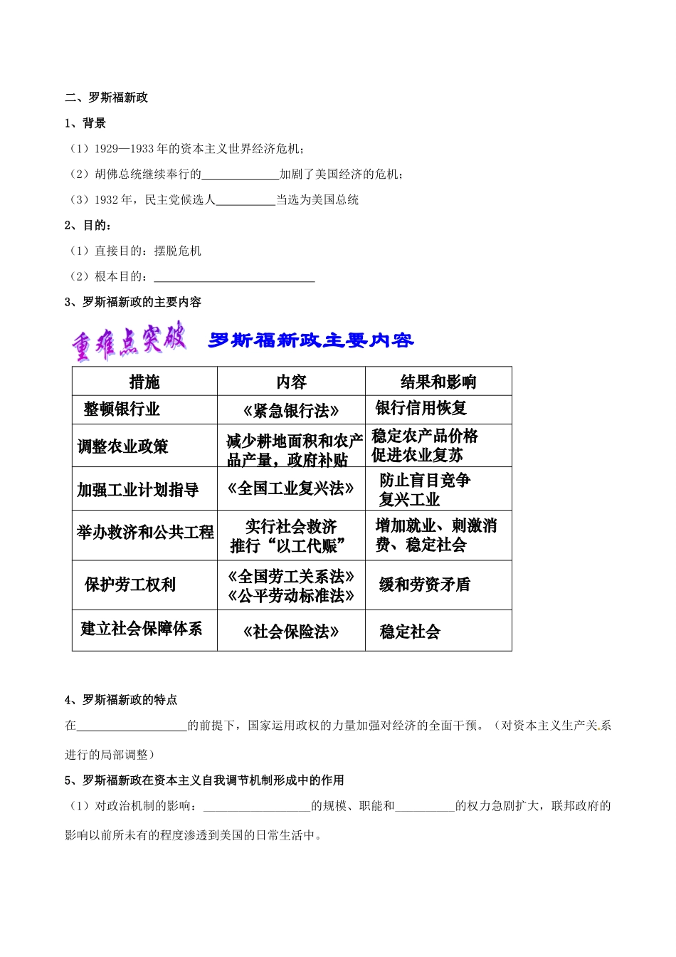 江苏省淮安中学高三历史第一轮复习 世界资本主义经济政策的调整学案_第2页
