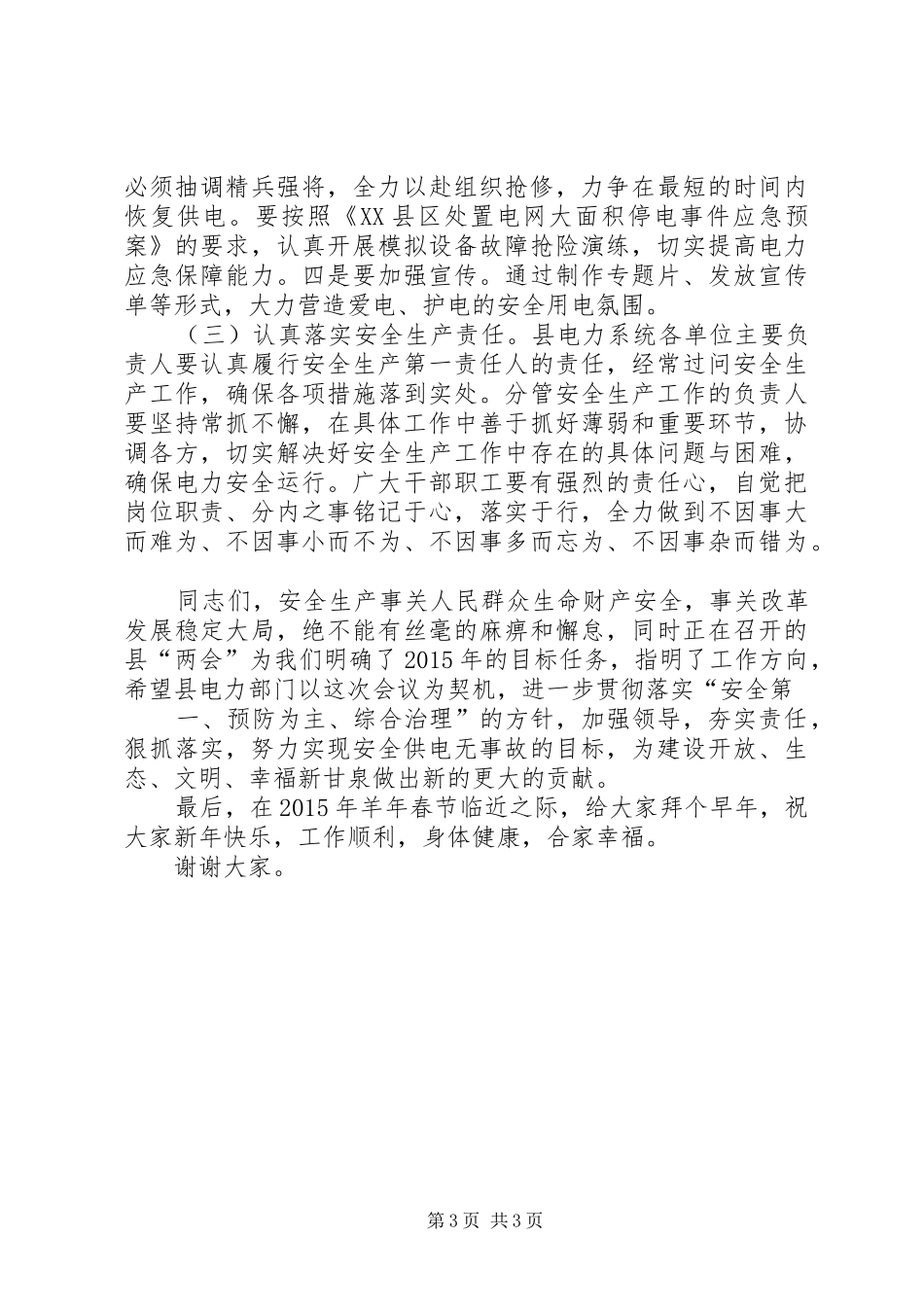 电力安全生产月动员会讲话发言稿_第3页