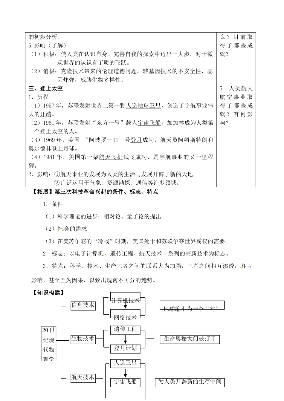 高中历史 第26课《改变世界的高新科技》学案 岳麓版必修3_第2页