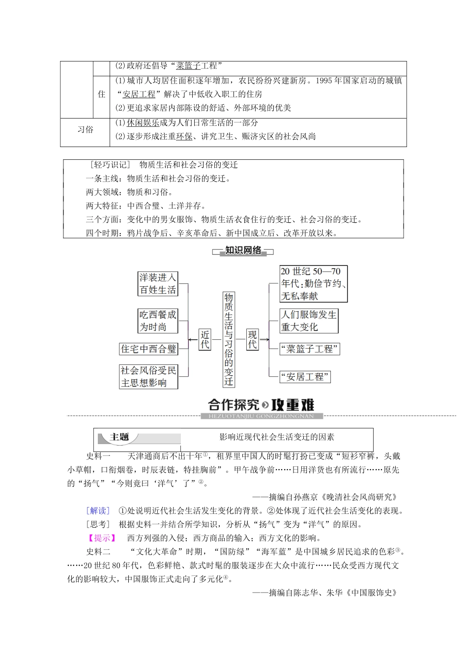 高中历史 第5单元 中国近代社会生活的变迁 第14课 物质生活与习俗的变迁学案 新人教版必修2-新人教版高一必修2历史学案_第2页