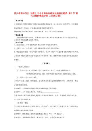 高中历史 专题9 当今世界政治格局的多极化趋势 第2节 新兴力量的崛起学案 人民版必修1-人民版高一必修1历史学案