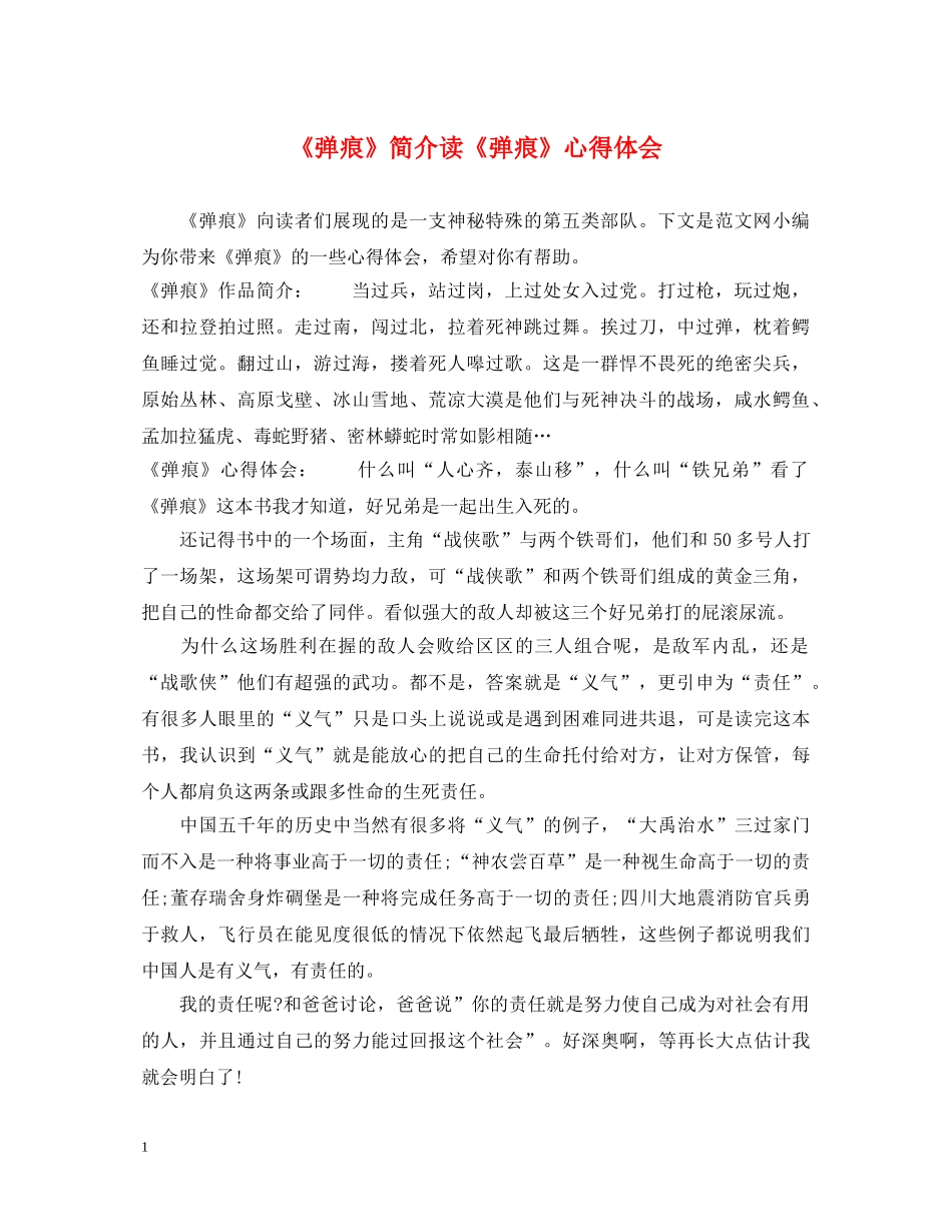 《弹痕》简介读《弹痕》心得体会 _第1页