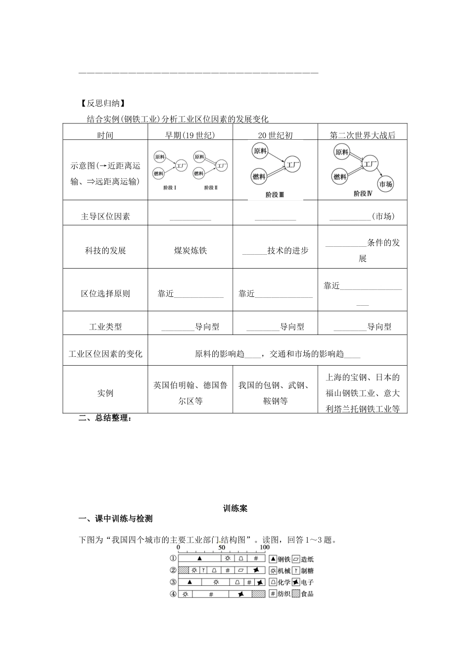 广东省惠阳市第一中学高三地理 4.1 工业地域的形成与发展 工业的区位因素与区位选择（第1课时）导学案_第3页