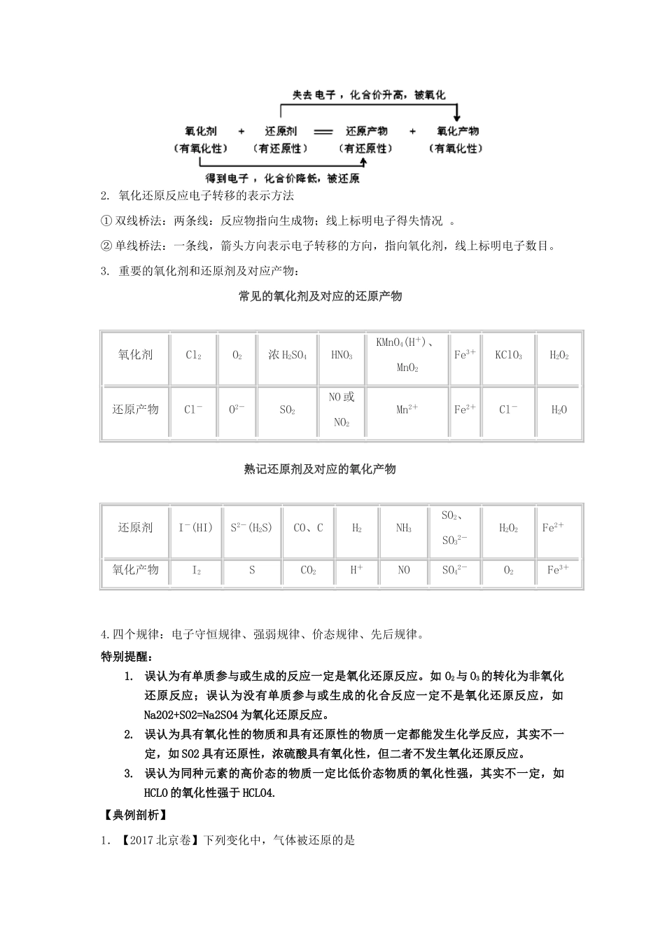 湖南省永州市高考化学二轮复习 课时2 氧化还原反应学案1-人教版高三全册化学学案_第3页