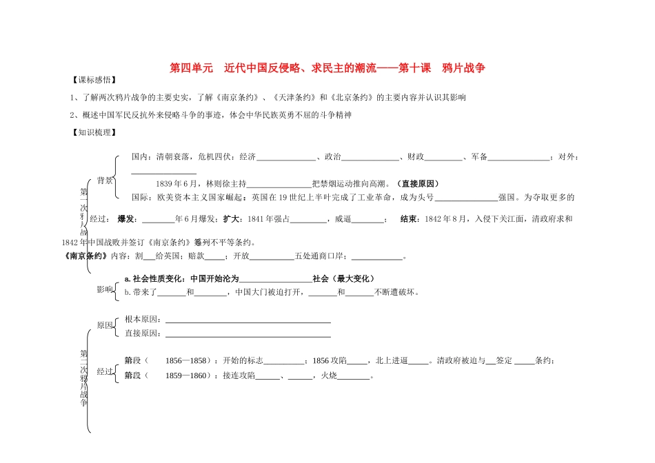 江苏省溧阳市高中历史 第10课 鸦片战争学案 新人教版必修1_第1页