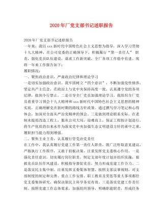 2024年厂党支部书记述职报告 