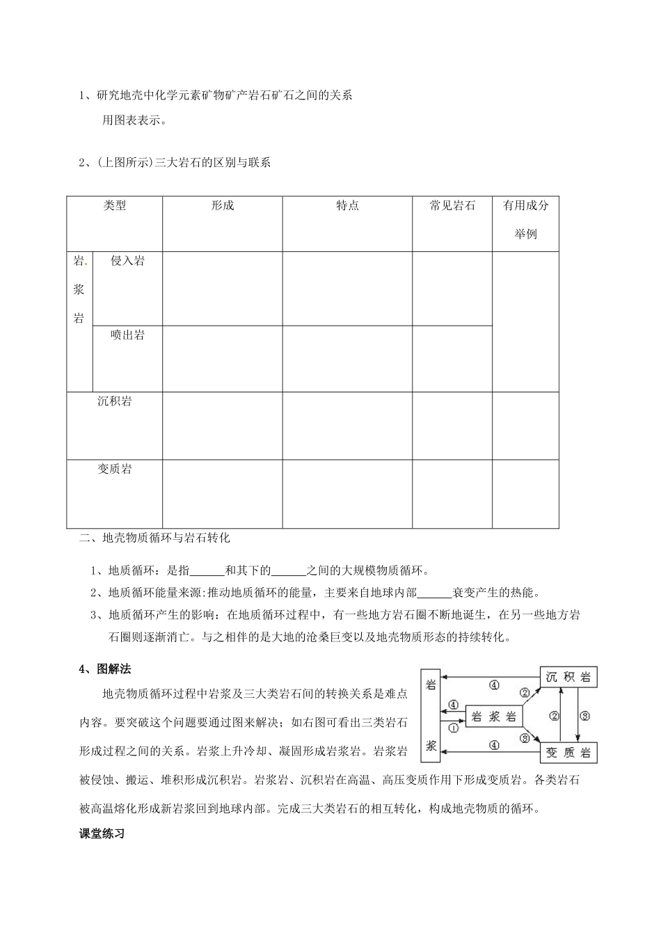 河北省隆化存瑞中学高一地理上册《地球物质组成和物质循环》学案_第2页