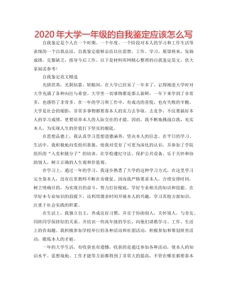 2024年大学一年级的自我鉴定应该怎么写 