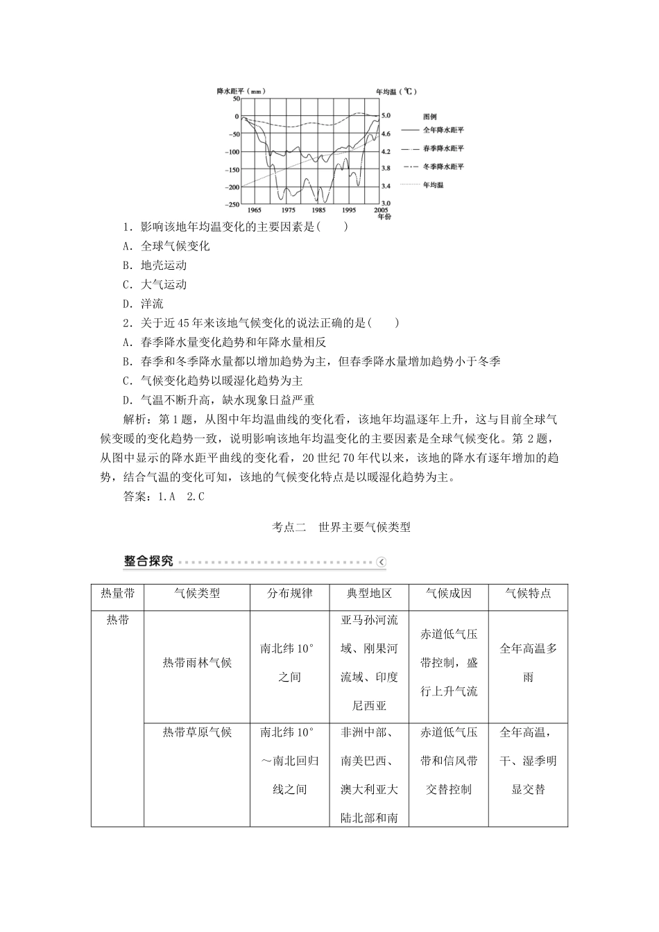 优化方案（福建专用）高考地理总复习 第二章 第8讲 全球气候变化和气候类型判读学案-人教版高三全册地理学案_第3页