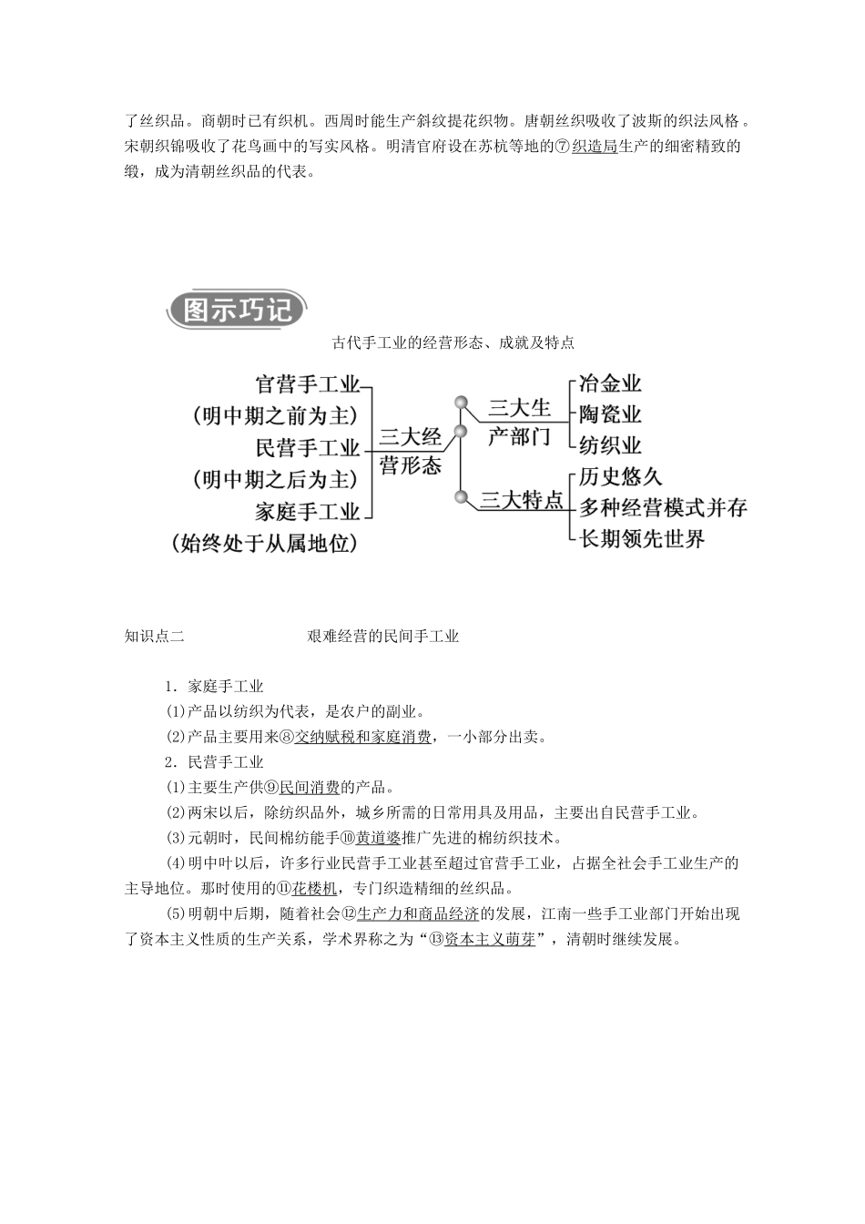 高中历史 第一单元 古代中国经济的基本结构与特点 第2课 古代手工业的进步学案（含解析）新人教版必修2-新人教版高一必修2历史学案_第2页