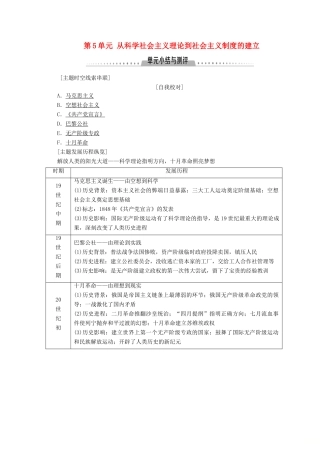 高中历史 第5单元 从科学社会主义理论到社会主义制度的建立单元小结与测评同步学案 新人教版必修1-新人教版高一必修1历史学案