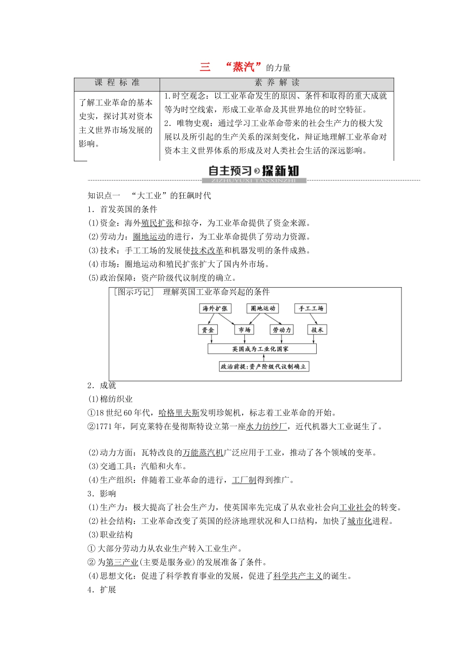 高中历史 专题5 走向世界的资本主义市场 3 “蒸汽”的力量学案 人民版必修2-人民版高一必修2历史学案_第1页